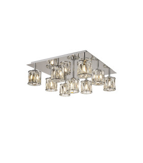 Keene Square 9 Light G9 Flush Light Polished Chrome / Clear Crystal Shade-1