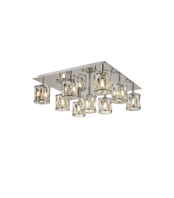 Keene Square 9 Light G9 Flush Light Polished Chrome / Clear Crystal Shade-1
