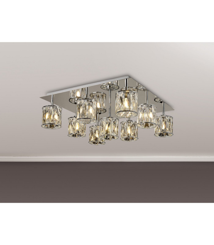 Keene Square 9 Light G9 Flush Light Polished Chrome / Clear Crystal Shade-3
