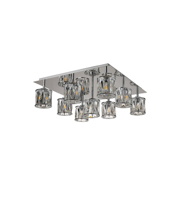 Keene Square 9 Light G9 Flush Light Polished Chrome / Clear Crystal Shade-4