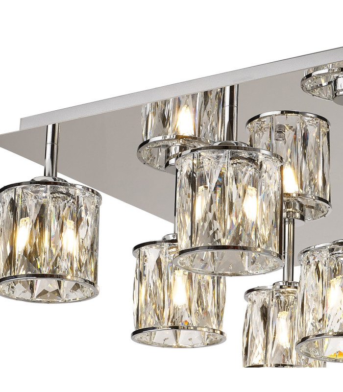 Keene Square 9 Light G9 Flush Light Polished Chrome / Clear Crystal Shade-5
