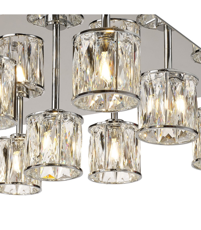 Keene Square 9 Light G9 Flush Light Polished Chrome / Clear Crystal Shade-6