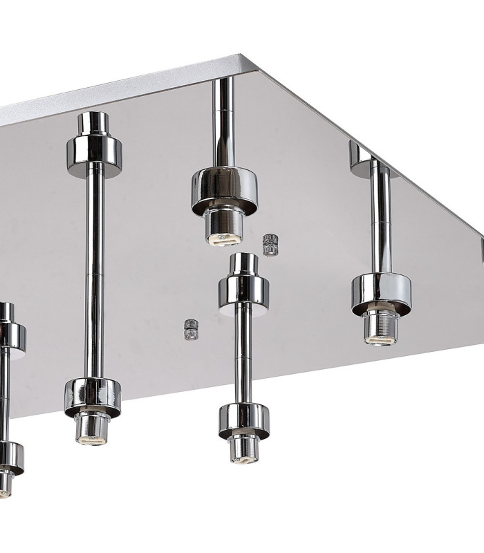 Keene Square 9 Light G9 Flush Light Polished Chrome / Clear Crystal Shade-8