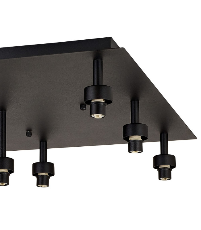 Keene Square 9 Light G9 Flush Light Satin Black / Smoke Crystal Shade-6
