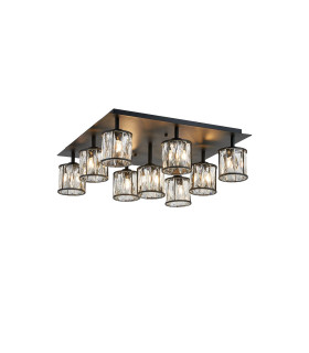 Keene Square 9 Light G9 Flush Sand Black / Clear Crystal Shade-1