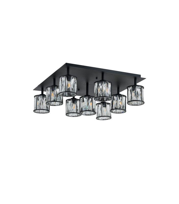 Keene Square 9 Light G9 Flush Sand Black / Clear Crystal Shade-4