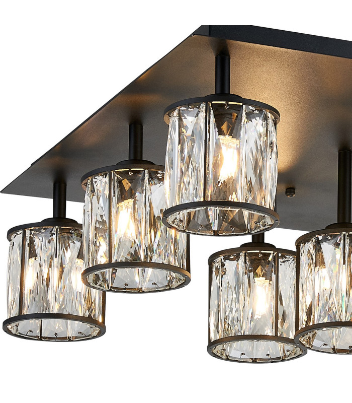 Keene Square 9 Light G9 Flush Sand Black / Clear Crystal Shade-5