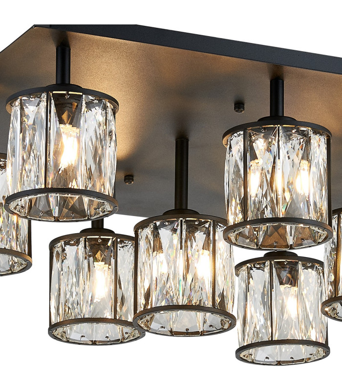 Keene Square 9 Light G9 Flush Sand Black / Clear Crystal Shade-6