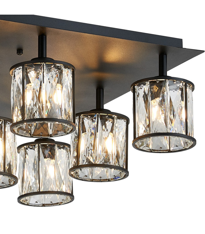 Keene Square 9 Light G9 Flush Sand Black / Clear Crystal Shade-7