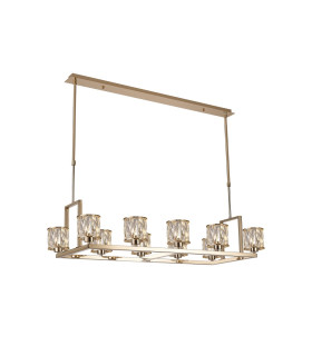 Keene 10 Light Rectangle G9 Telescopic Light French Gold / Clear Crystal Shade-1
