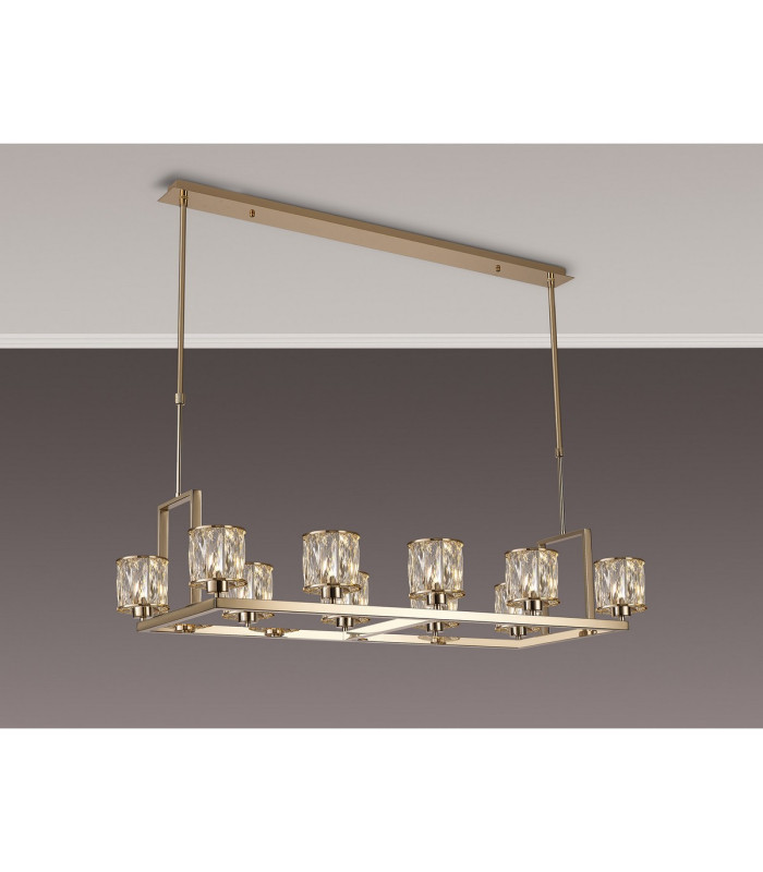 Keene 10 Light Rectangle G9 Telescopic Light French Gold / Clear Crystal Shade-3