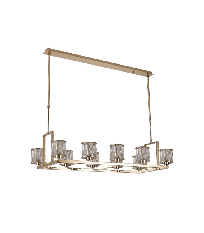 Keene 10 Light Rectangle G9 Telescopic Light French Gold / Clear Crystal Shade-4
