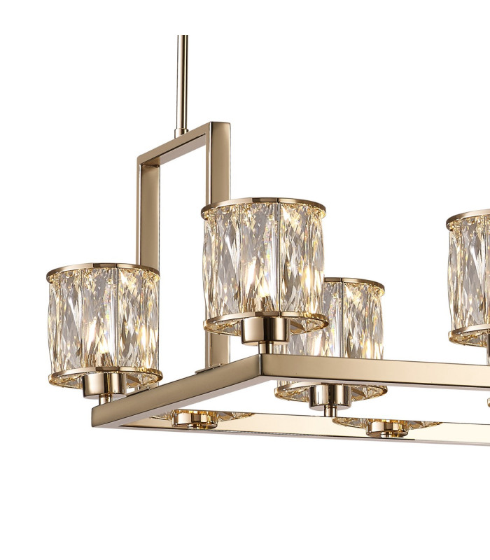 Keene 10 Light Rectangle G9 Telescopic Light French Gold / Clear Crystal Shade-6