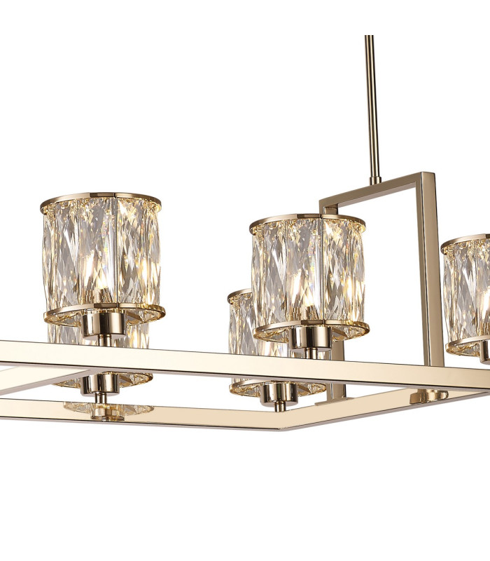 Keene 10 Light Rectangle G9 Telescopic Light French Gold / Clear Crystal Shade-7