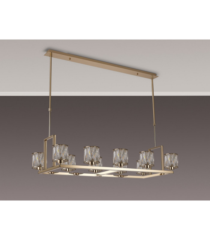 Keene 10 Light Rectangle G9 Telescopic Light French Gold / Clear Crystal Shade-10