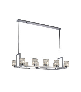 Keene 10 Light Rectangle G9 Telescopic Light Polished Chrome / Clear Crystal Shade-1