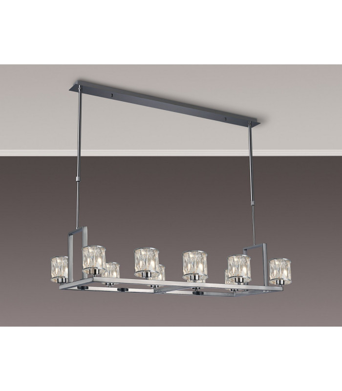 Keene 10 Light Rectangle G9 Telescopic Light Polished Chrome / Clear Crystal Shade-3
