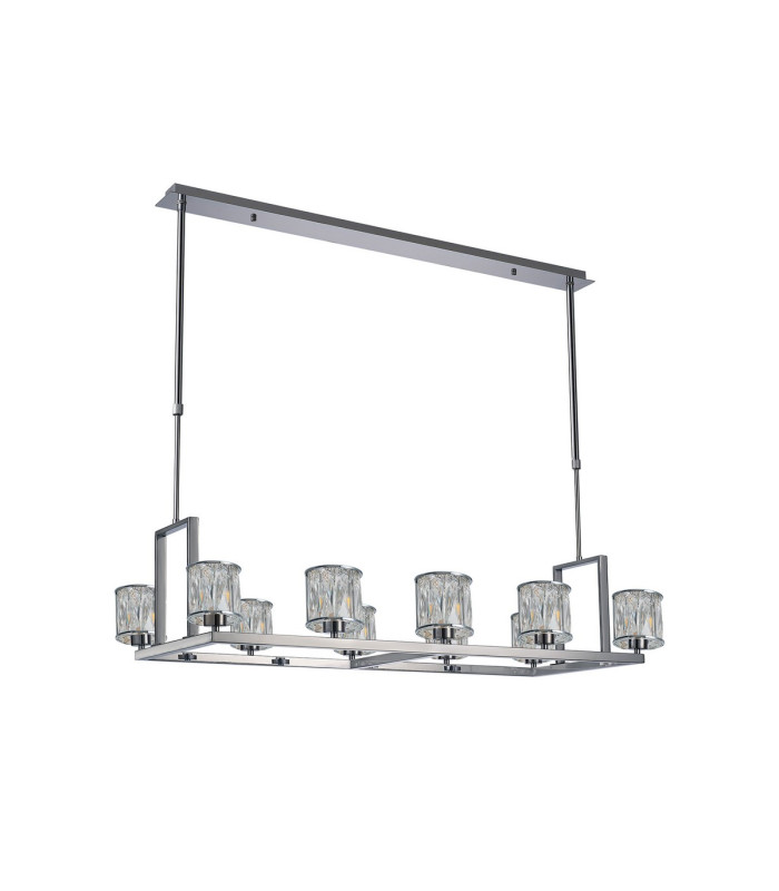 Keene 10 Light Rectangle G9 Telescopic Light Polished Chrome / Clear Crystal Shade-4