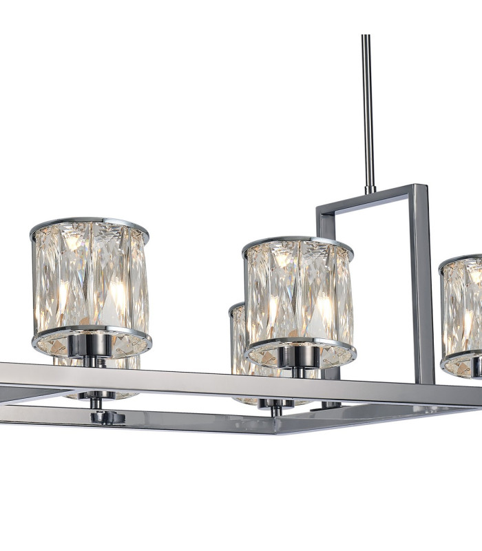 Keene 10 Light Rectangle G9 Telescopic Light Polished Chrome / Clear Crystal Shade-7