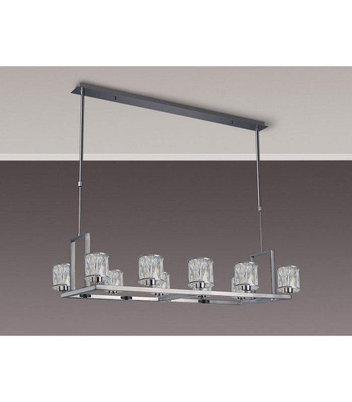 Keene 10 Light Rectangle G9 Telescopic Light Polished Chrome / Clear Crystal Shade-10