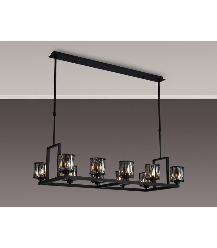 Keene 10 Light Rectangle G9 Telescopic Light Sand Black / Smoked Crystal Shade-3