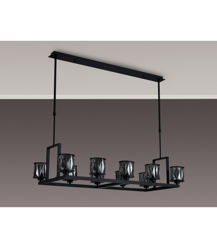 Keene 10 Light Rectangle G9 Telescopic Light Sand Black / Smoked Crystal Shade-10