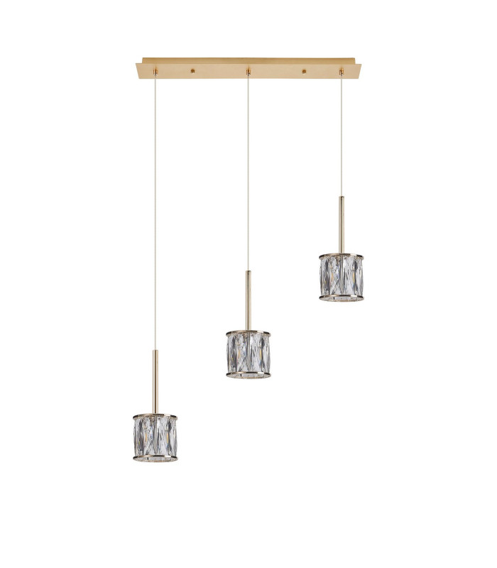 Keene 3 Light G9 2m Linear Pendant French Gold / Clear Crystal Shade-4