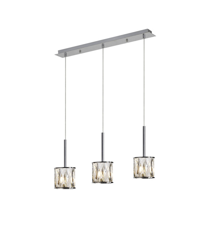 Keene 3 Light G9 2m Linear Pendant Polished Chrome / Clear Crystal Shade-1