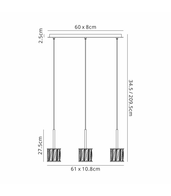 Keene 3 Light G9 2m Linear Pendant Polished Chrome / Clear Crystal Shade-2