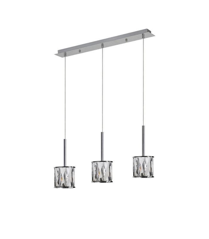 Keene 3 Light G9 2m Linear Pendant Polished Chrome / Clear Crystal Shade-4
