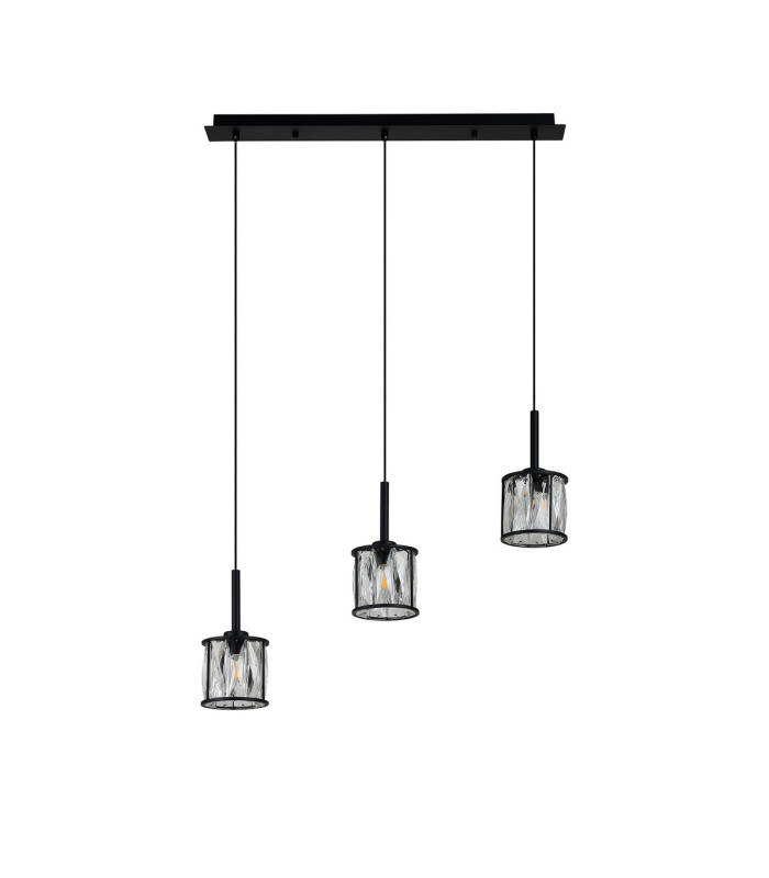 Keene 3 Light G9 2m Linear Pendant Sand Black / Clear Crystal Shade-4