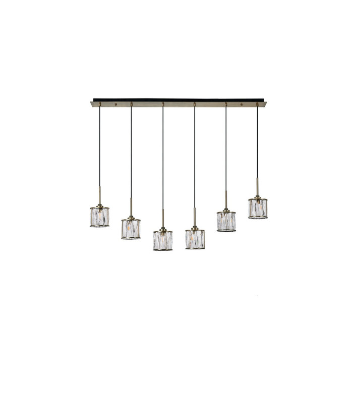 Keene 6 Light G9 2m Linear Pendant Antique Brass / Clear Crystal Shade-4