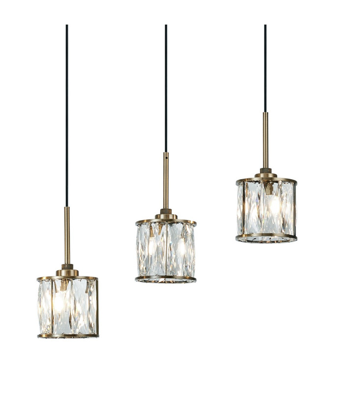 Keene 6 Light G9 2m Linear Pendant Antique Brass / Clear Crystal Shade-6