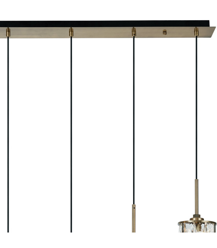 Keene 6 Light G9 2m Linear Pendant Antique Brass / Clear Crystal Shade-8