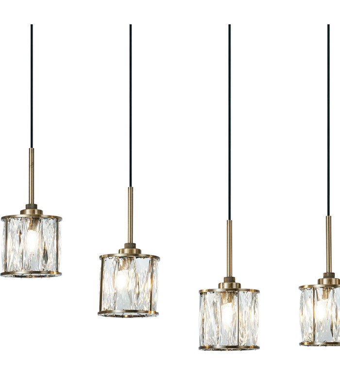 Keene 6 Light G9 2m Linear Pendant Antique Brass / Clear Crystal Shade-9