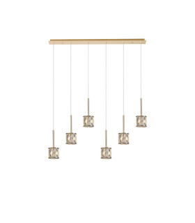 Keene 6 Light G9 2m Linear Pendant French Gold / Clear Crystal Shade-1