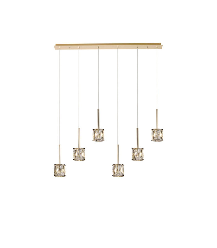 Keene 6 Light G9 2m Linear Pendant French Gold / Clear Crystal Shade-1