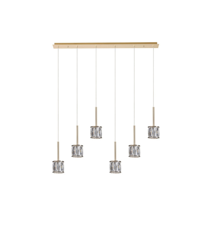 Keene 6 Light G9 2m Linear Pendant French Gold / Clear Crystal Shade-4