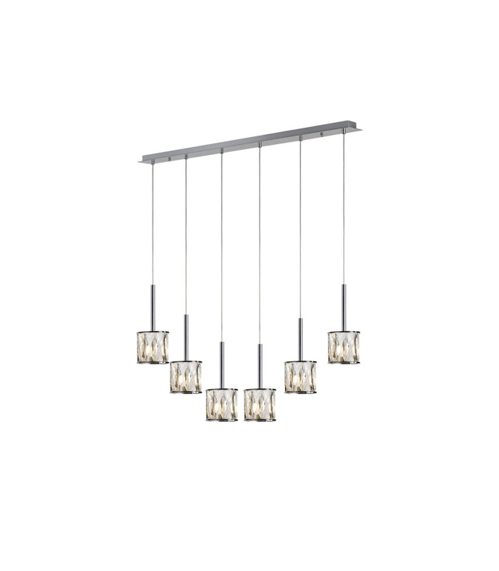 Keene 6 Light G9 2m Linear Pendant Polished Chrome / Clear Crystal Shade-1