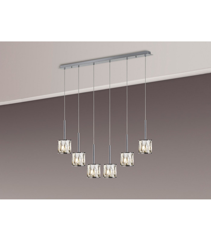 Keene 6 Light G9 2m Linear Pendant Polished Chrome / Clear Crystal Shade-3