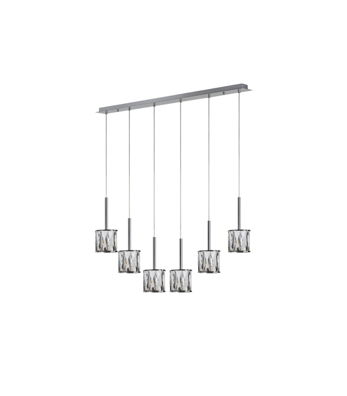Keene 6 Light G9 2m Linear Pendant Polished Chrome / Clear Crystal Shade-4