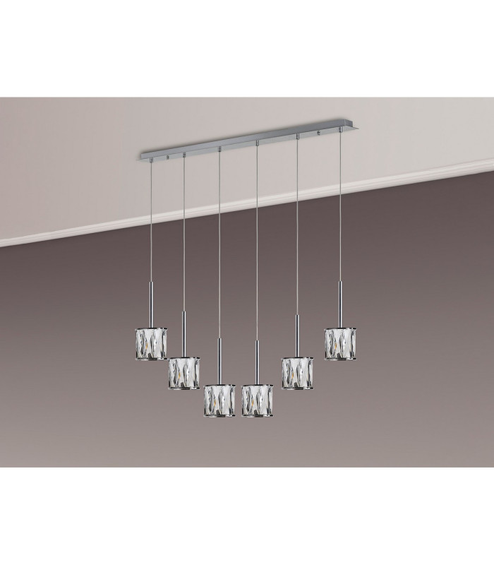 Keene 6 Light G9 2m Linear Pendant Polished Chrome / Clear Crystal Shade-10