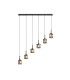 Keene 6 Light G9 2m Linear Pendant Satin Black / Smoke Crystal Shade-1