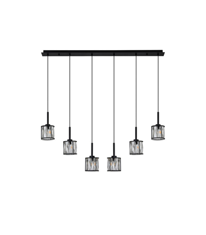 Keene 6 Light G9 2m Linear Pendant Sand Black / Clear Crystal Shade-5