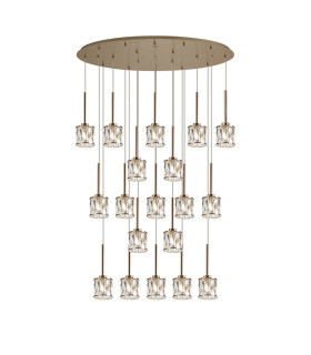Keene 19 Light G9 2m Oval Multiple Pendant French Gold / Clear Crystal Shade Item Weight: 24.1kg-1