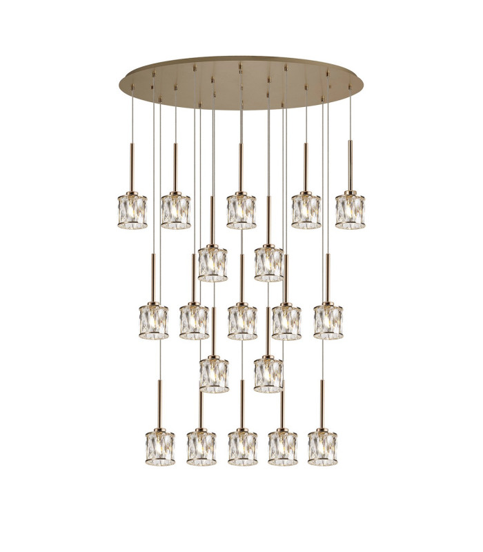 Keene 19 Light G9 2m Oval Multiple Pendant French Gold / Clear Crystal Shade Item Weight: 24.1kg-1
