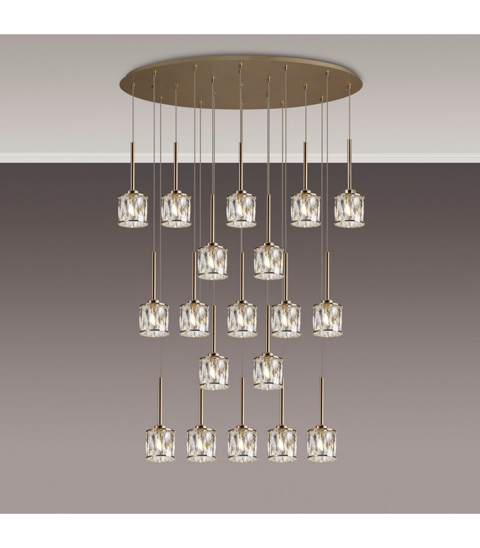 Keene 19 Light G9 2m Oval Multiple Pendant French Gold / Clear Crystal Shade Item Weight: 24.1kg-3