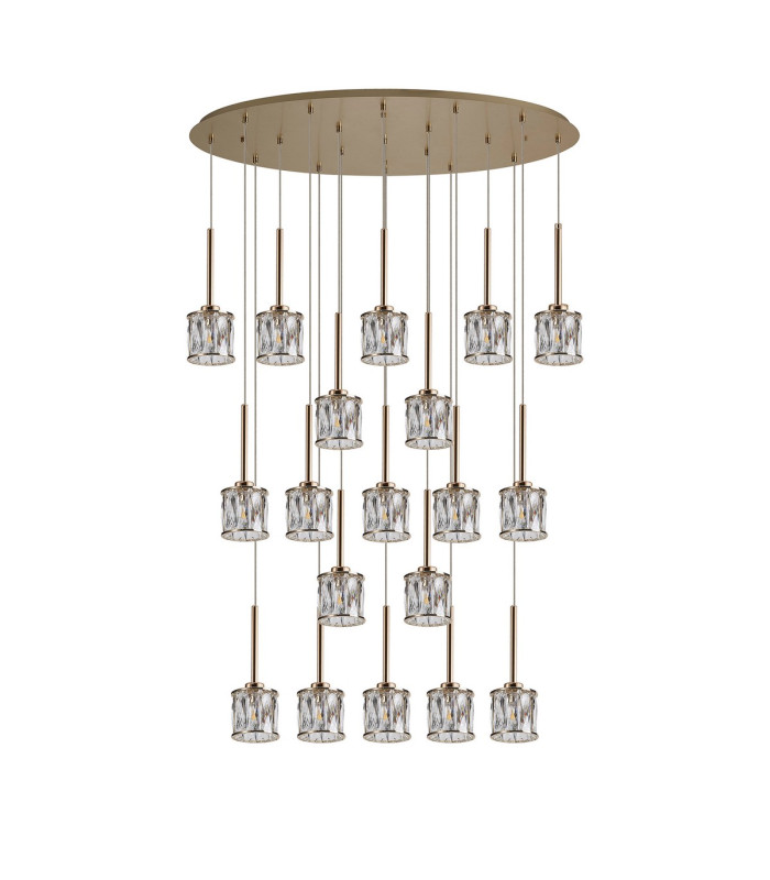 Keene 19 Light G9 2m Oval Multiple Pendant French Gold / Clear Crystal Shade Item Weight: 24.1kg-4