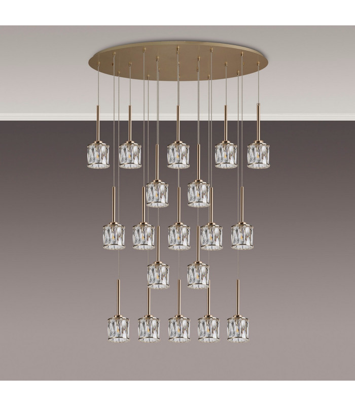 Keene 19 Light G9 2m Oval Multiple Pendant French Gold / Clear Crystal Shade Item Weight: 24.1kg-12