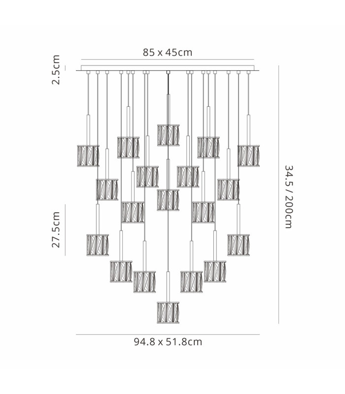 Keene 19 Light G9 2m Oval Multiple Pendant Polished Chrome / Clear Crystal Shade Item Weight: 24.1kg-2